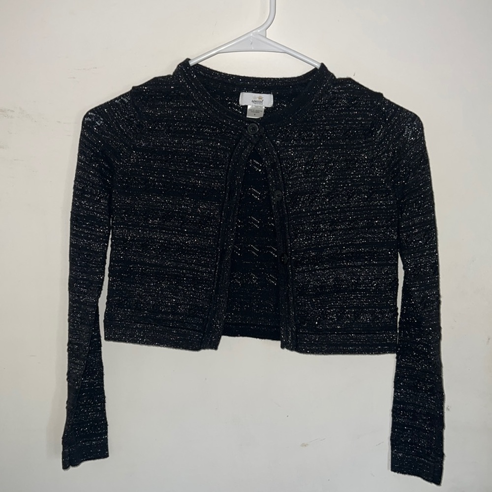 Special edition girls black and sparkle cropped cardigan size 8